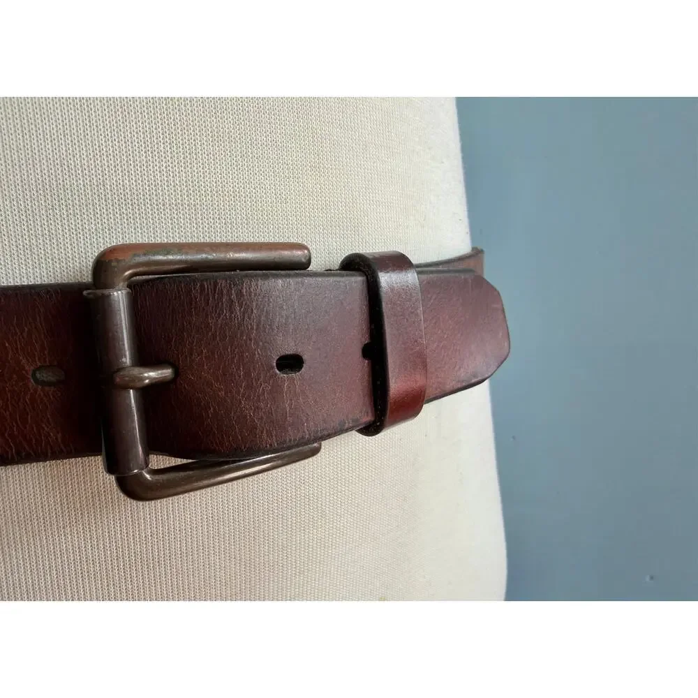 DOCKERS Distressed Brown Leather Belt Mens sz 36